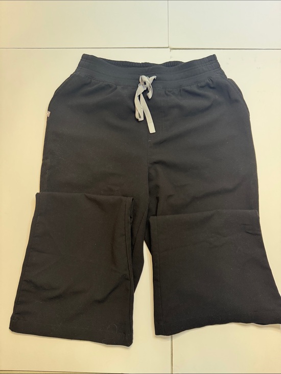 Figs Pants - Figs Kids Black Sweatpants with Gray Drawstring